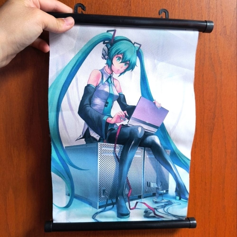 Anime Wall Scroll with Headphone Girl Vocaloid Song Female Singer